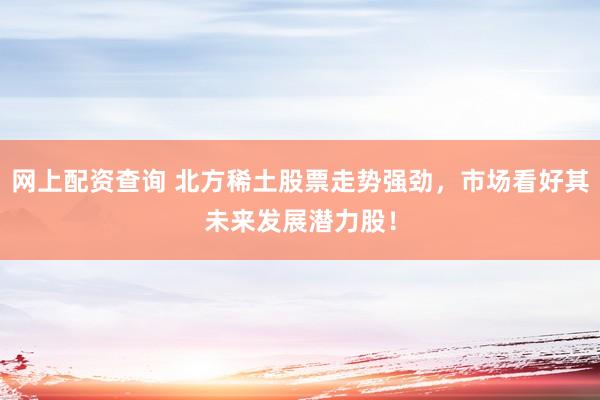 网上配资查询 北方稀土股票走势强劲，市场看好其未来发展潜力股！