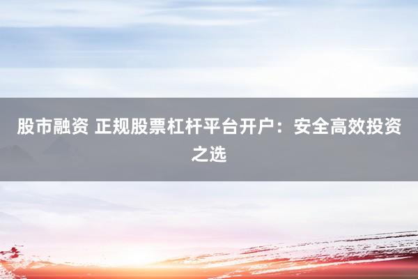 股市融资 正规股票杠杆平台开户：安全高效投资之选