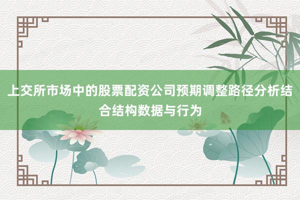 上交所市场中的股票配资公司预期调整路径分析结合结构数据与行为